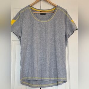 Porache Official Logo Gray and Yellow Women's Short Sleeve Top, Size US XL